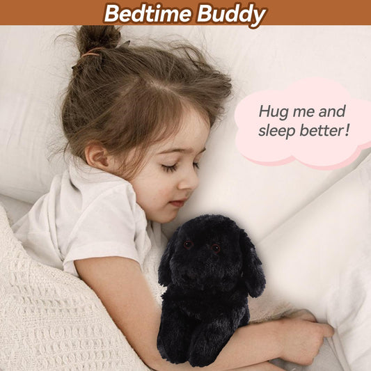 WarmPal Black Lab soft plush texture for comforting nighttime snuggles.