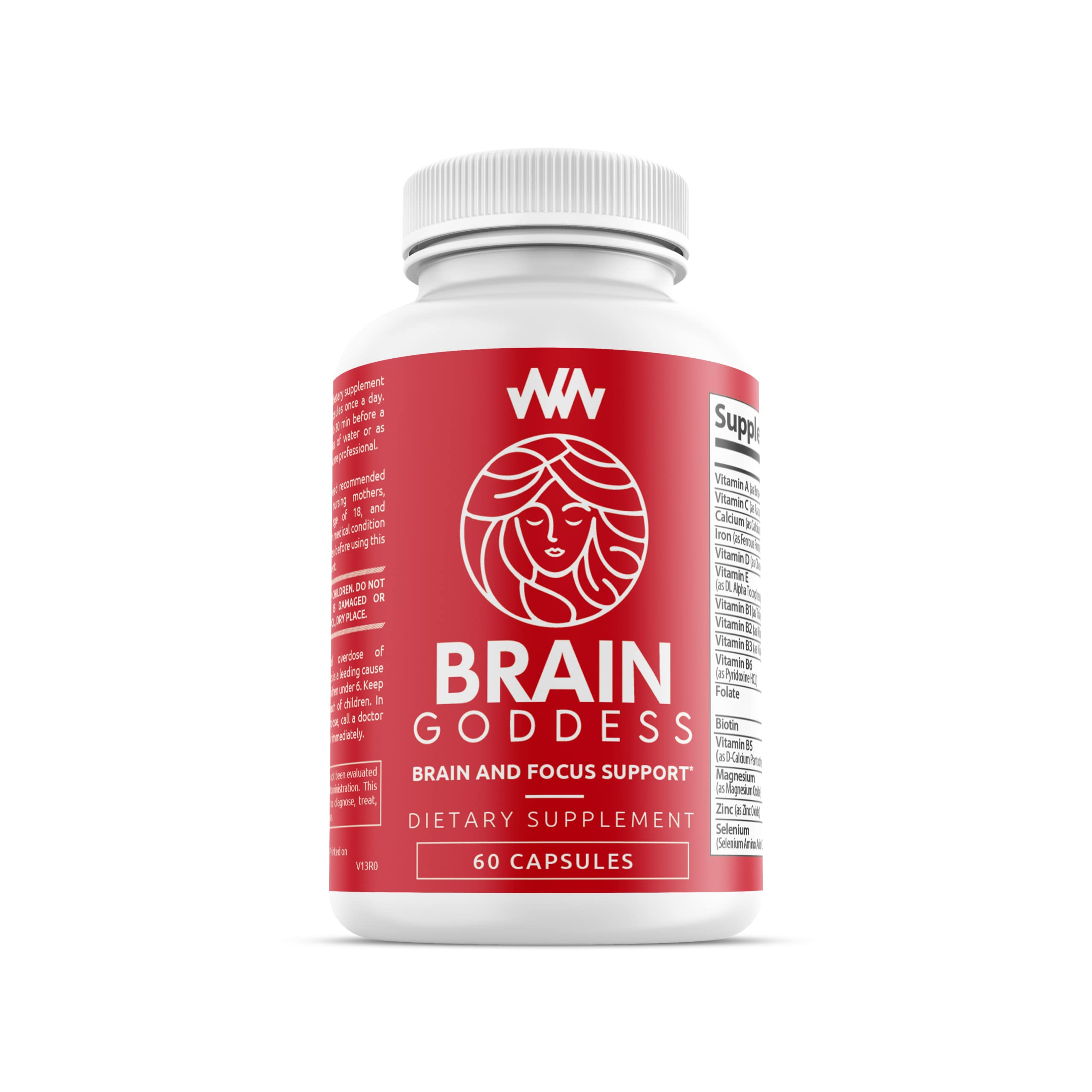 Warped Wellness Brain Goddess bottle with capsules for daily focus support
