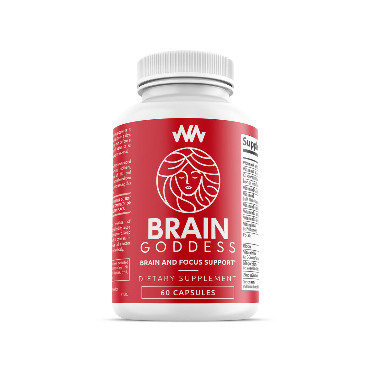 Warped Wellness Brain Goddess bottle with capsules for daily focus support