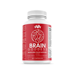 Warped Wellness Brain Goddess bottle with capsules for daily focus support