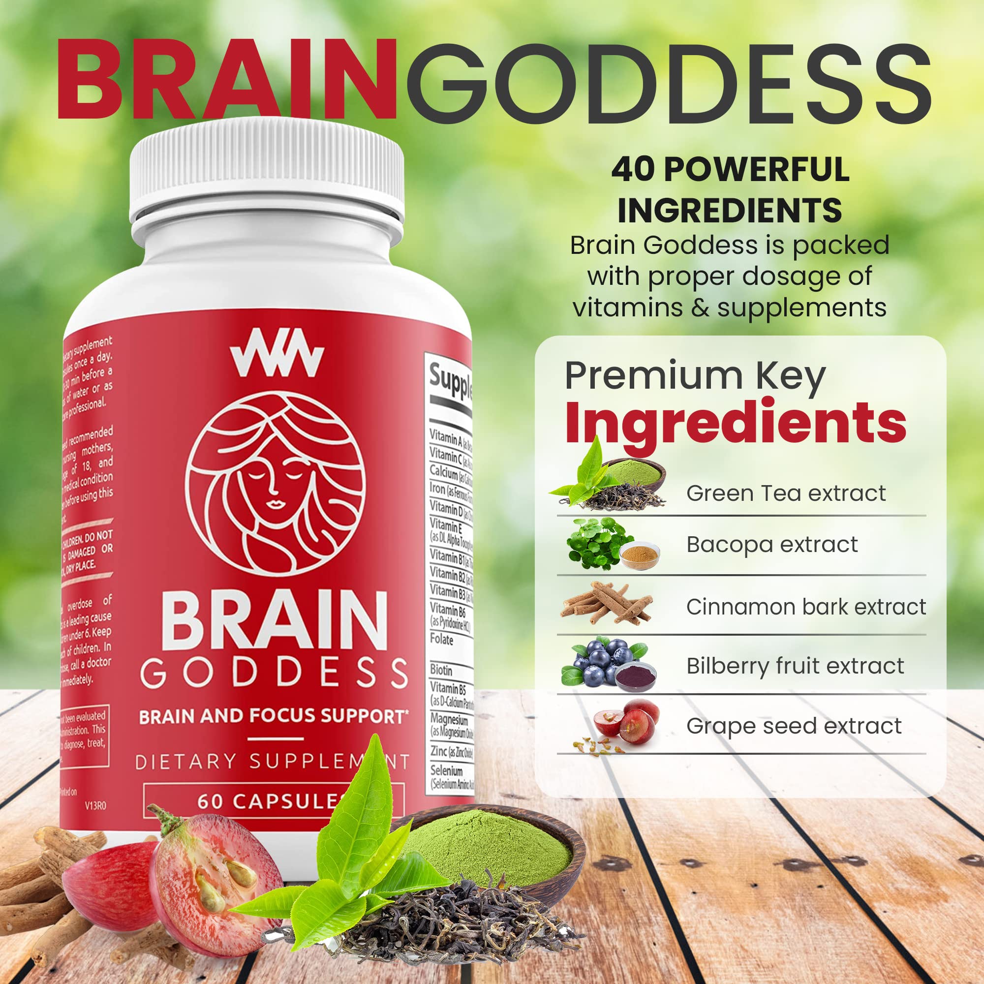 Brain Goddess bottle on a shelf for everyday focus and memory support