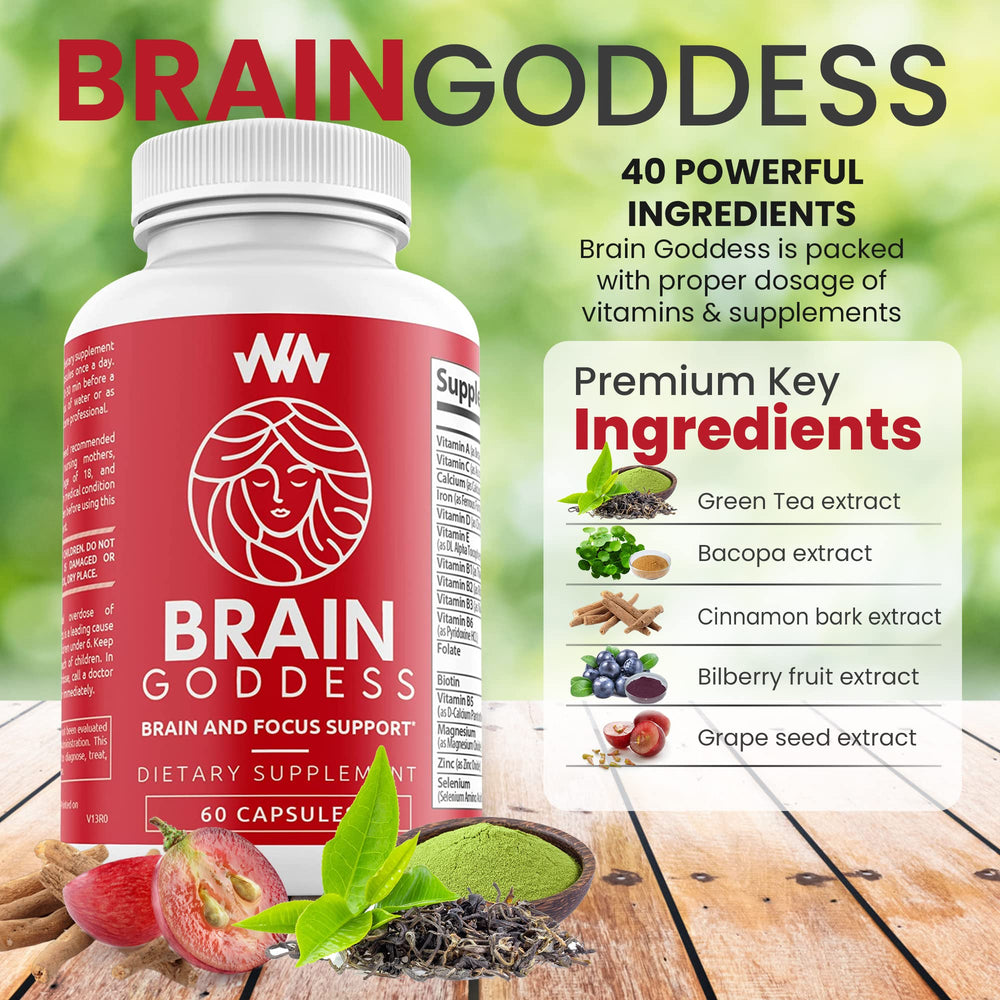 Brain Goddess bottle on a shelf for everyday focus and memory support