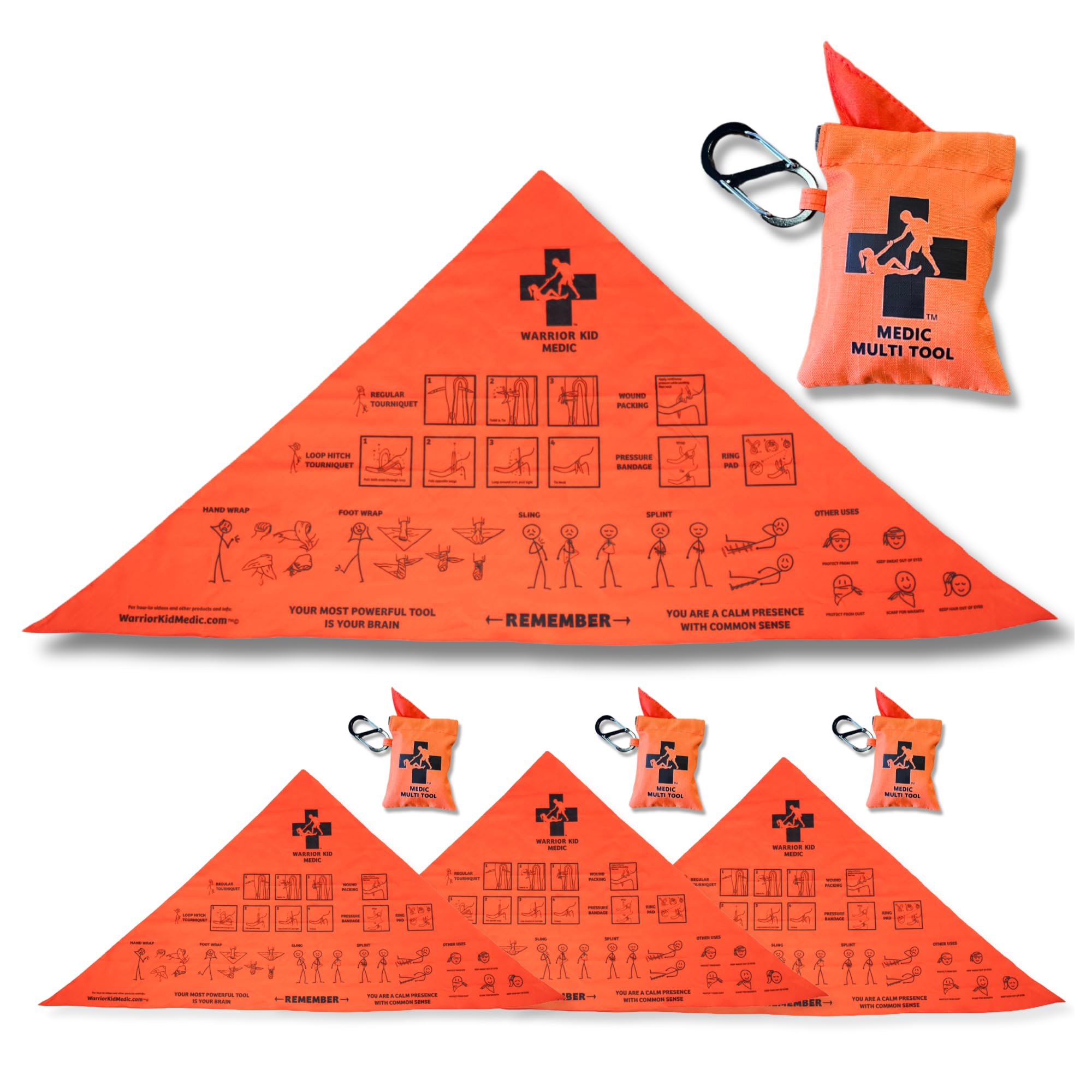 Warrior Kid Medic triangular bandage setup for quick arm sling support