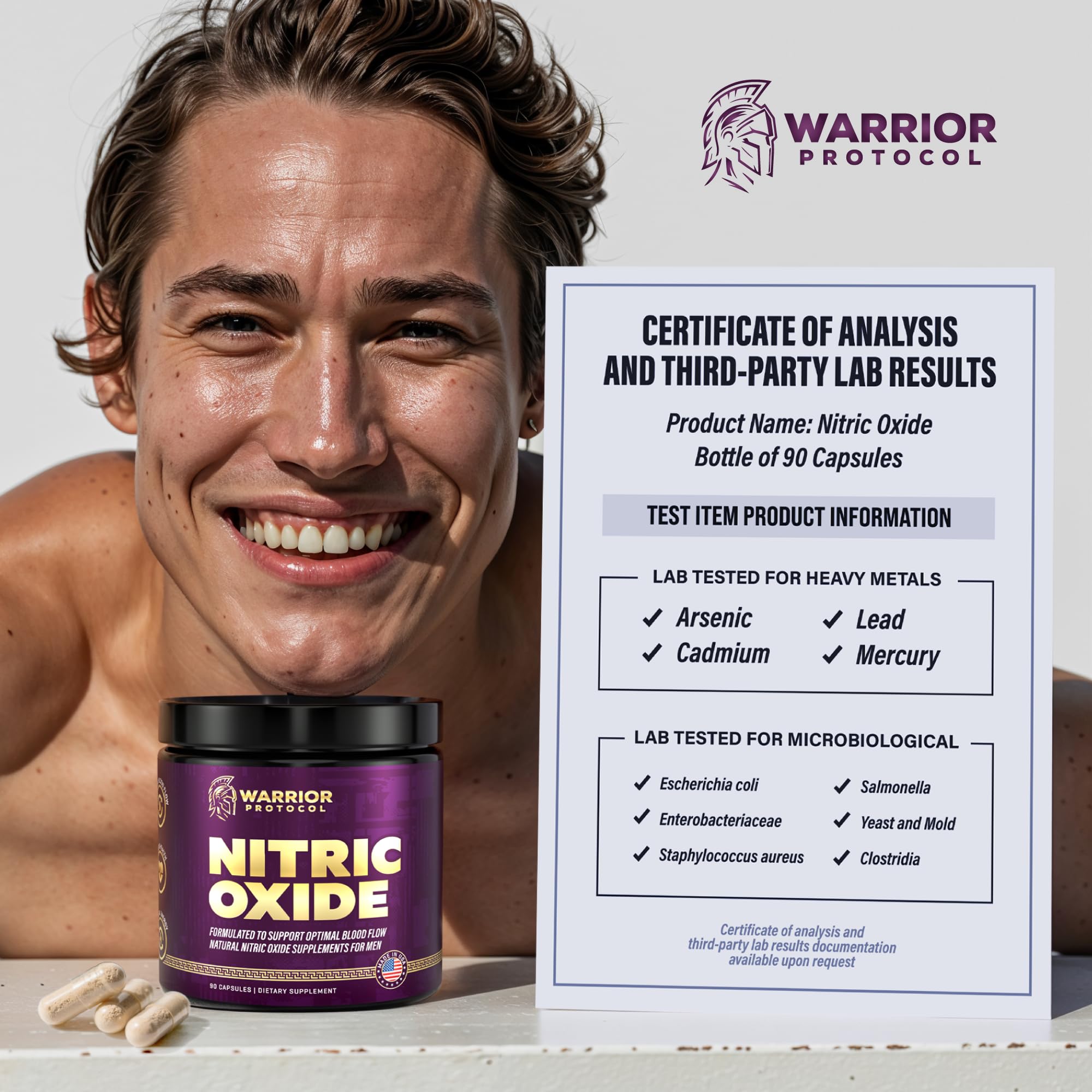 Close-up of L-Arginine and L-Citrulline ingredients in Warrior Protocol.