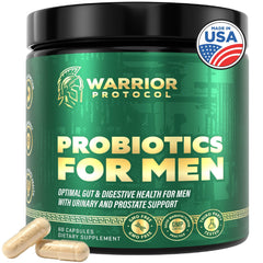 Warrior Protocol Probiotics bottle showing 9-strain blend for daily gut support
