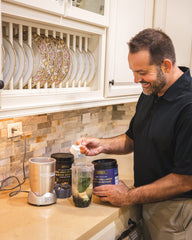 Warrior Strong Wellness collagen powder in soup or warm beverage context.