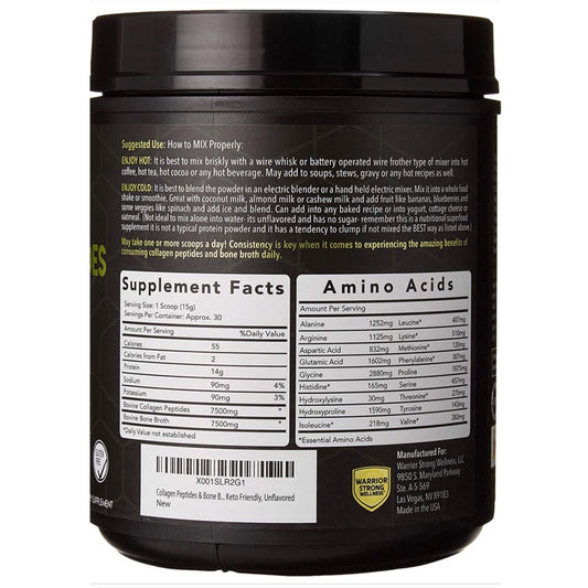 Warrior Strong Wellness scoop beside container for easy portioning