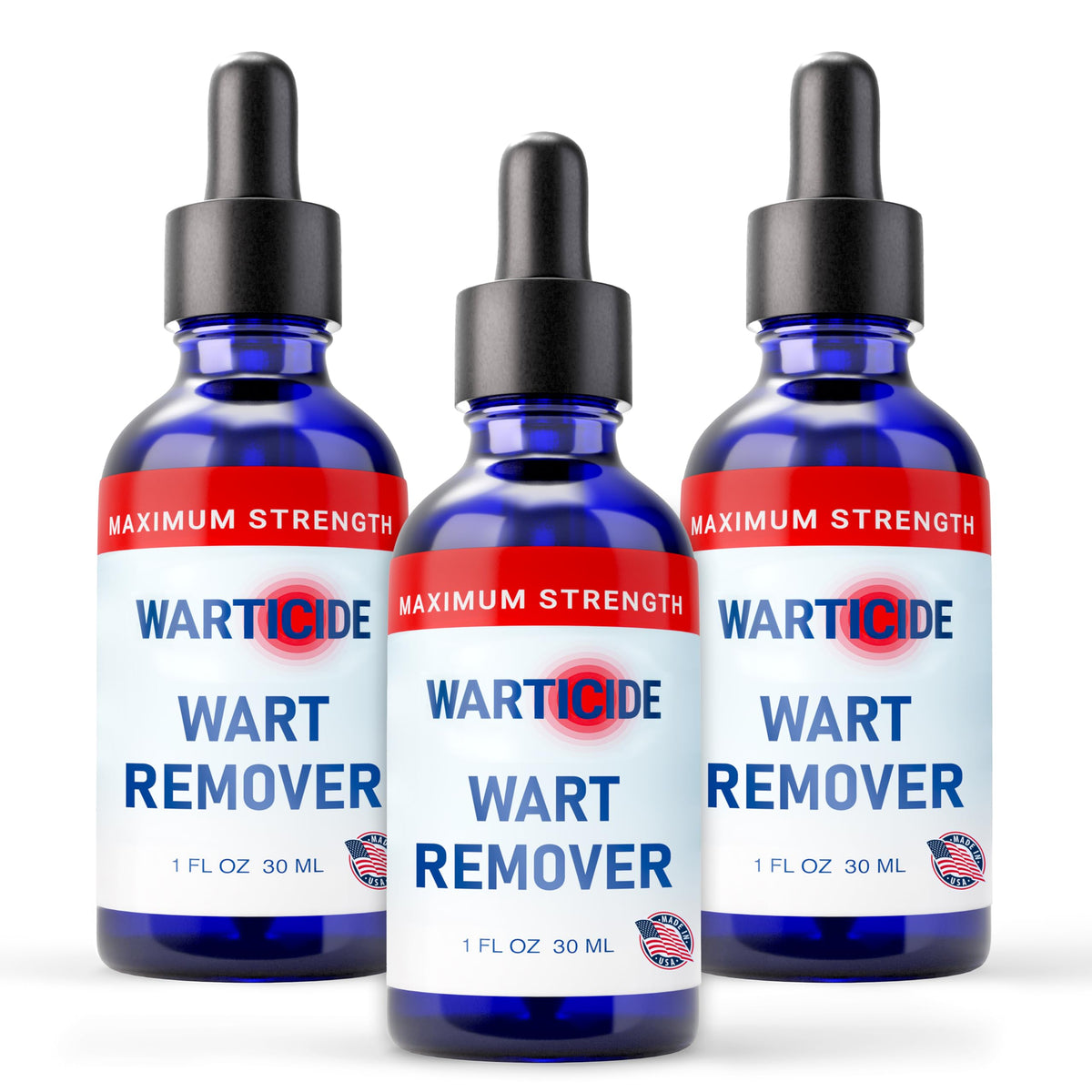 Warticide bottle with dropper showing precise targeted wart care.