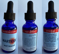 Warticide application on feet demonstrates convenient home care.