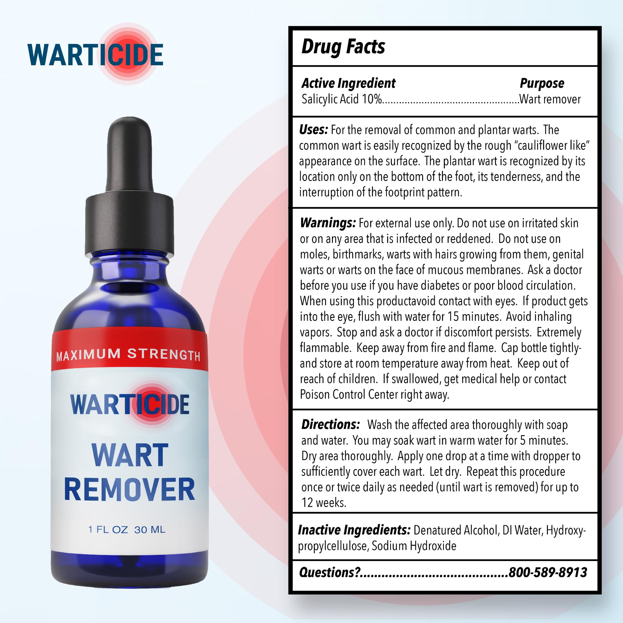 Warticide liquid gel clinging to skin enables focused treatment.