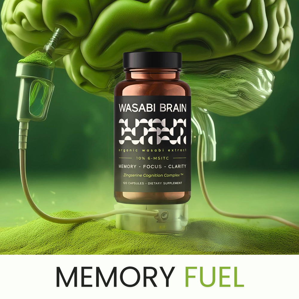 WASABI BRAIN Zingserine Cognition Complex tablet indicating enhanced clarity and recall potential.
