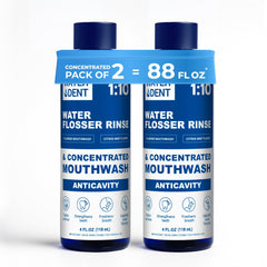 Water Dent fluoride mouthwash bottle closeup for citrus mint flavor and fresh breath