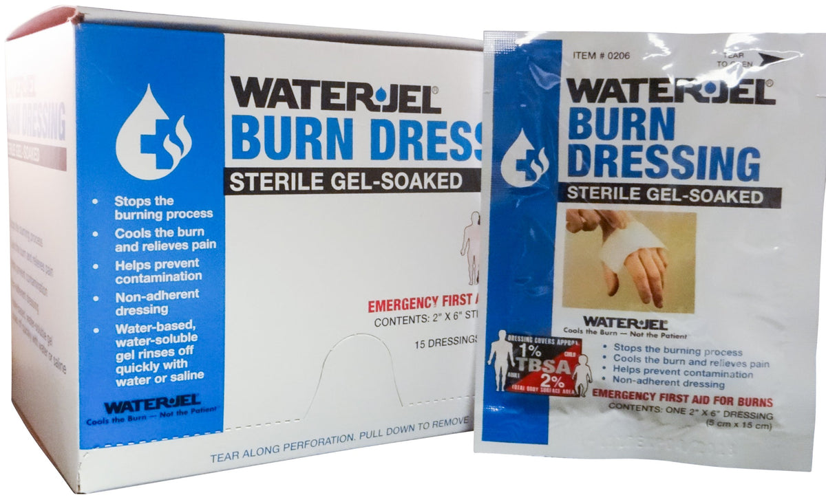 Water-Jel Burn Dressings front view showing cooling relief and wound protection