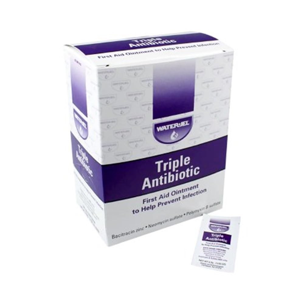 Water-Jel WJTA1728 triple antibiotic ointment in a rectangular packet for quick wound care