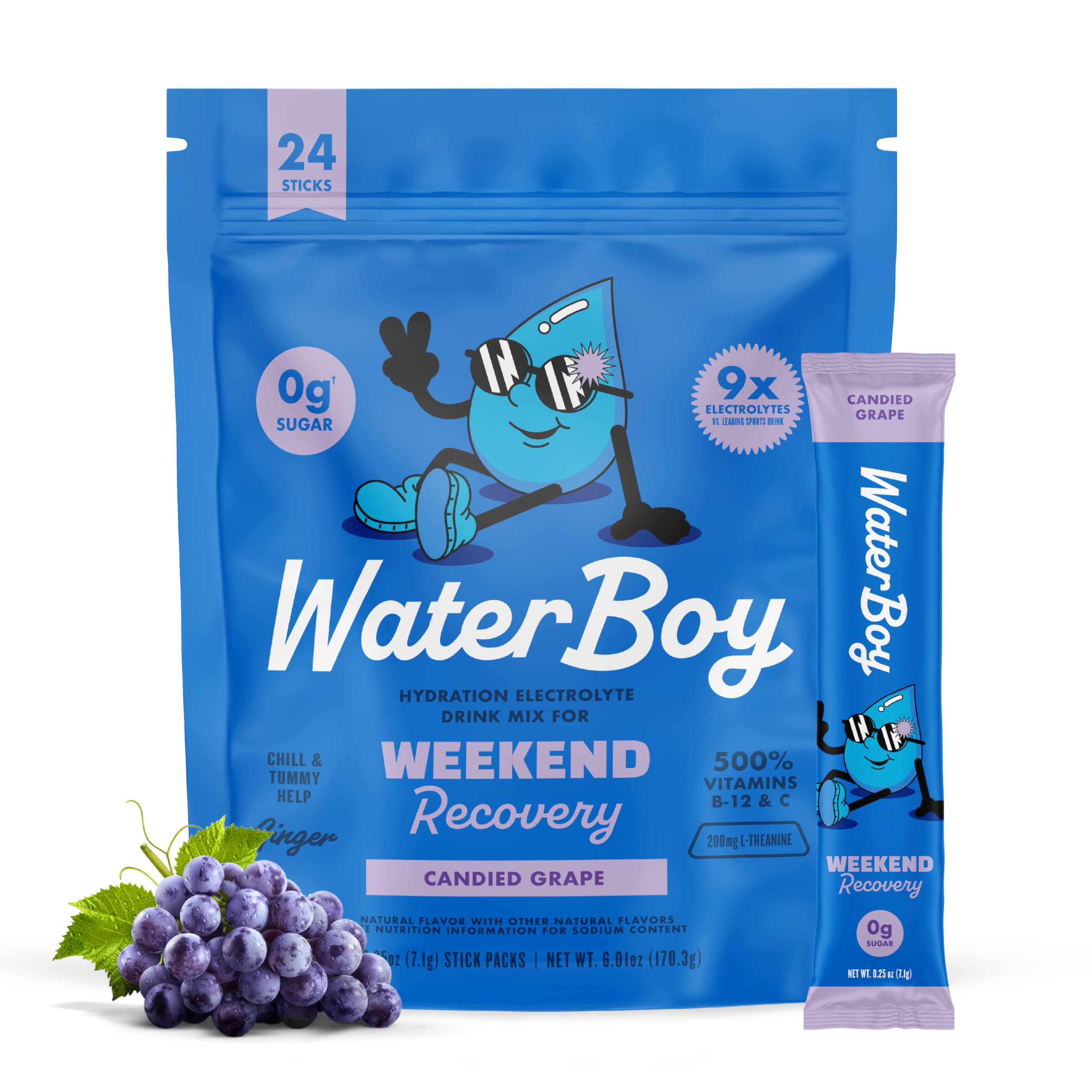 Waterboy Weekend Recovery front packaging for adults seeking hydration