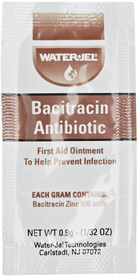 Waterjel 2534 bacitracin zinc ointment box for minor wounds; may help prevent infection and relieve pain.