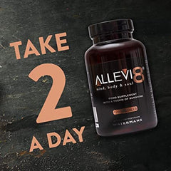 Watermans Allevi8 bottle on shelf highlights vegan, non-GMO, allergen-free formula