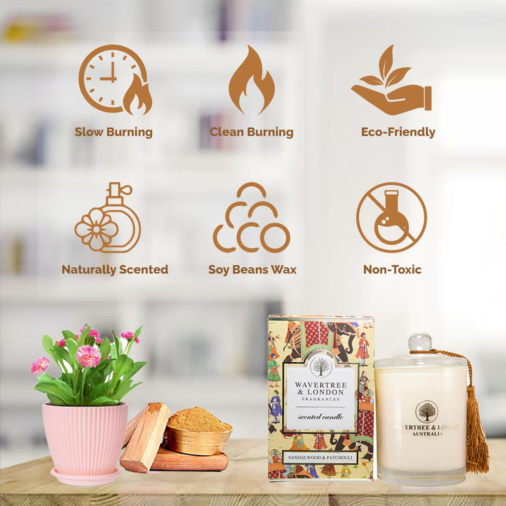 Wavertree & London candle with 100% cotton wick for safer, low-soot burn