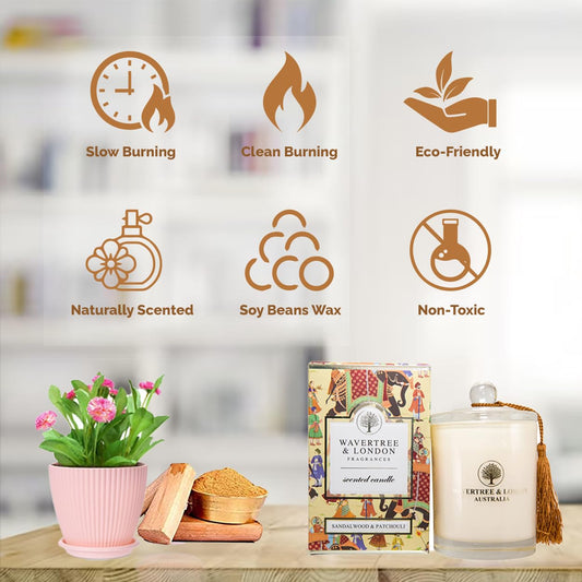 Wavertree & London candle with 100% cotton wick for safer, low-soot burn