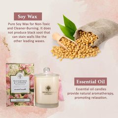 Wavertree & London English Rose candle lit burn scene for cozy ambience.