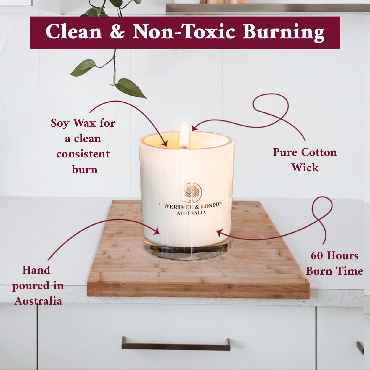Wavertree and London candle hand-poured in Australia, showcasing artisanal craftsmanship.