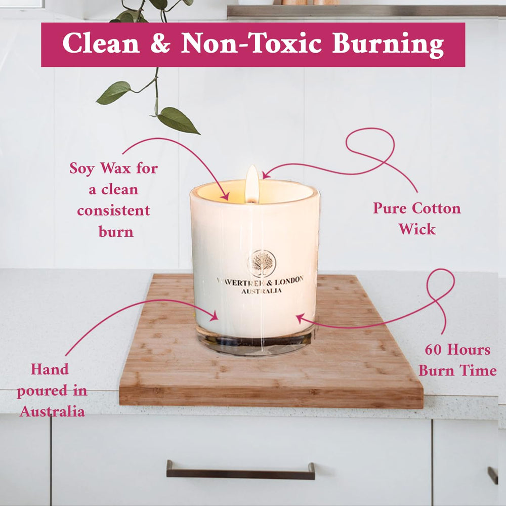 Wavertree & London Pink Peony candle pour and texture close-up reveals natural soy wax.