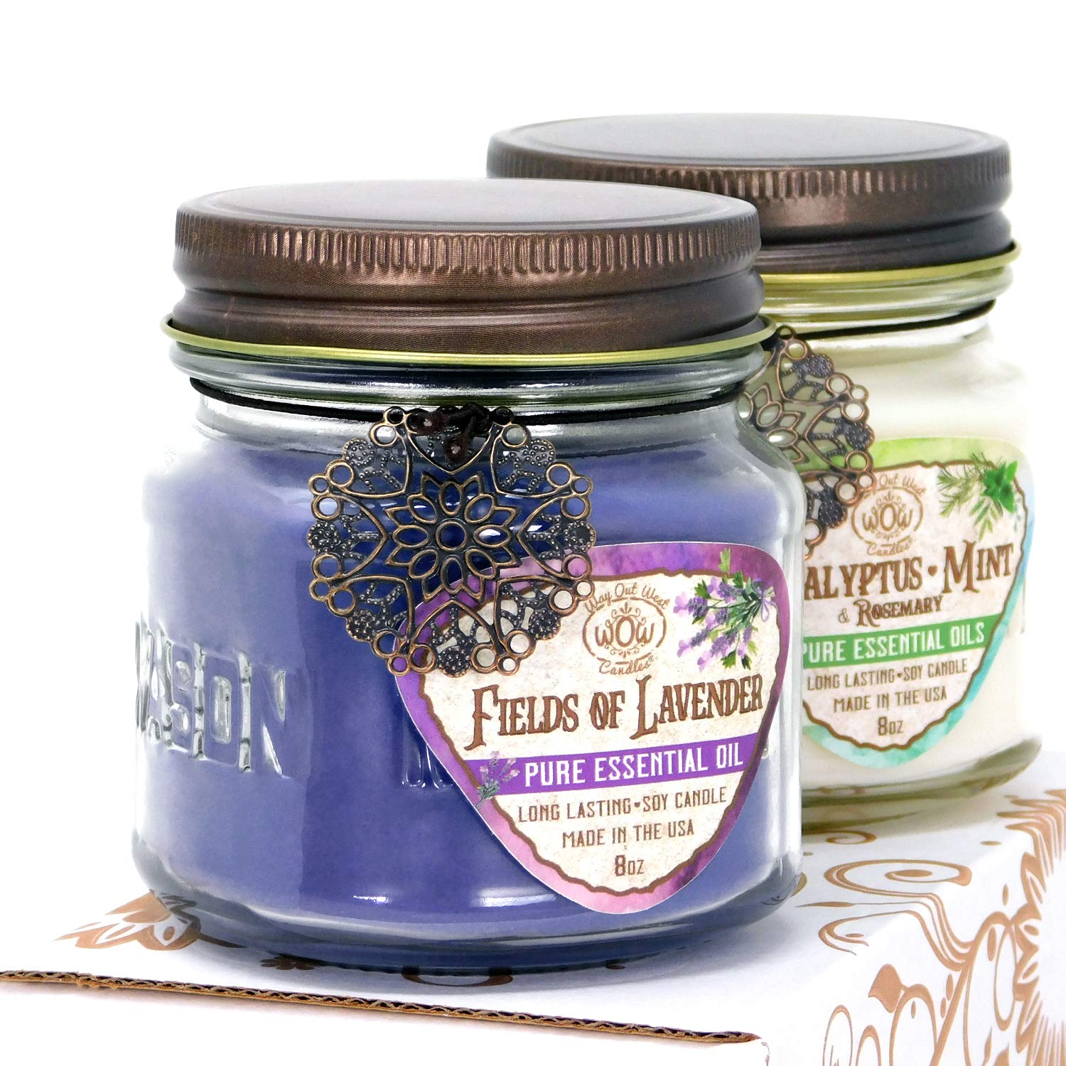 Way Out West Candles lavender aromatherapy candle for relaxation and calm evenings.