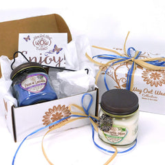 Way Out West Candles two-pack jar display for cozy home lighting.
