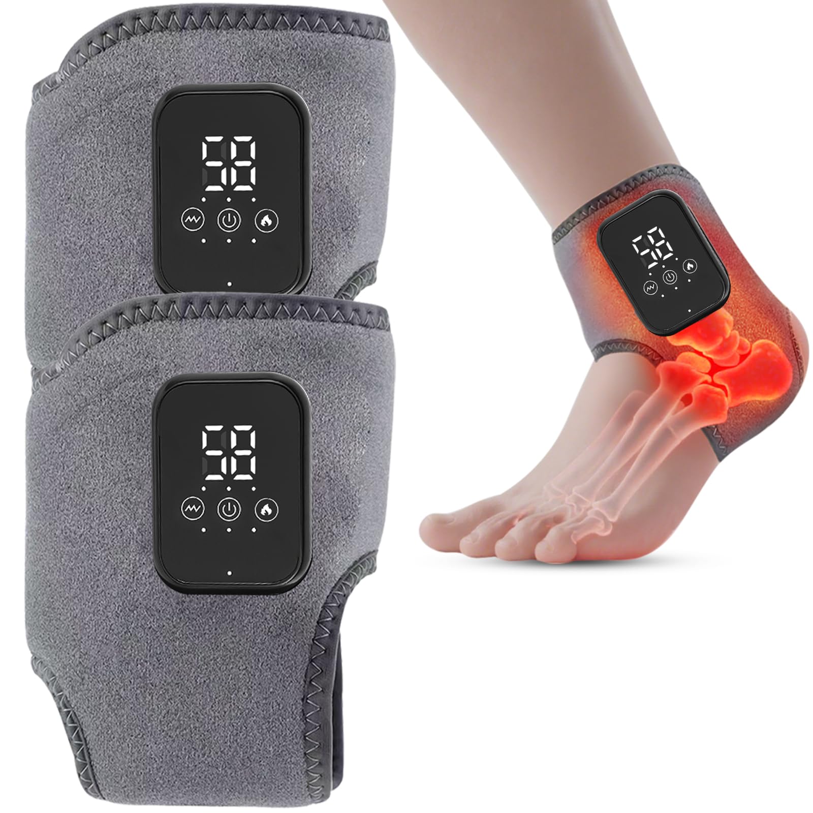 WBHLDM cordless ankle heating pad in action for on-the-go relief.