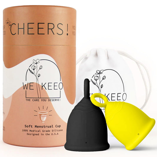WE KEEO reusable menstrual cup in soft silicone for comfortable wear