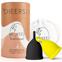 WE KEEO reusable menstrual cup in soft silicone for comfortable wear