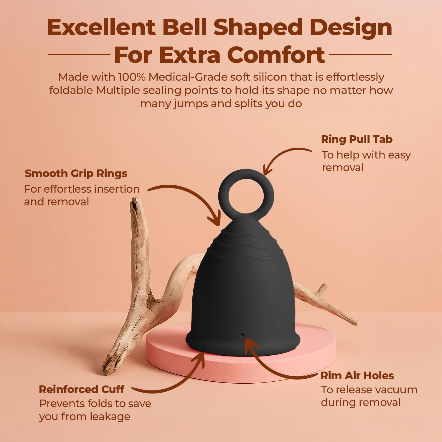 WE KEEO soft flexible fit supports secure seal and easy insertion