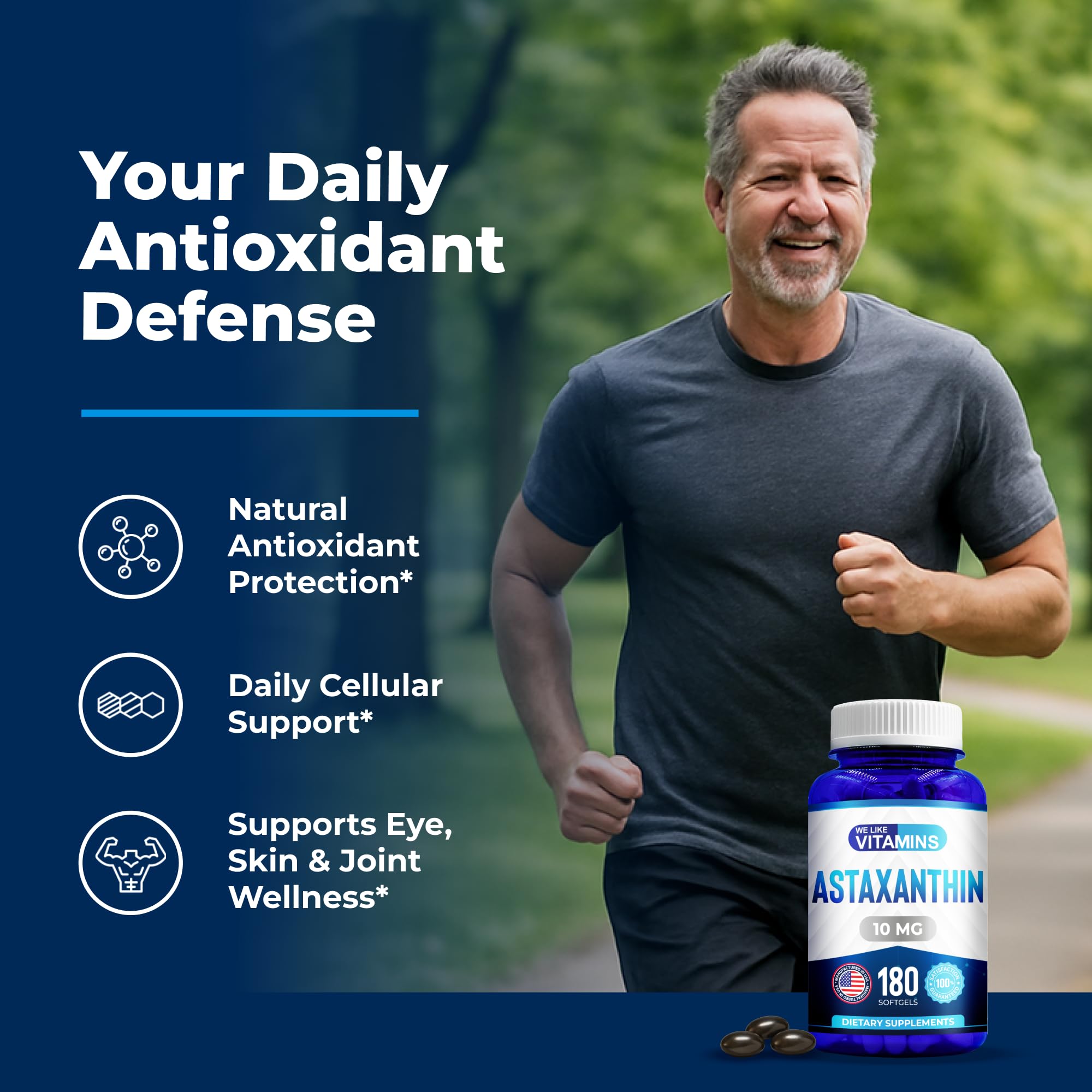 We Like Vitamins Astaxanthin bottle contents displayed for daily use