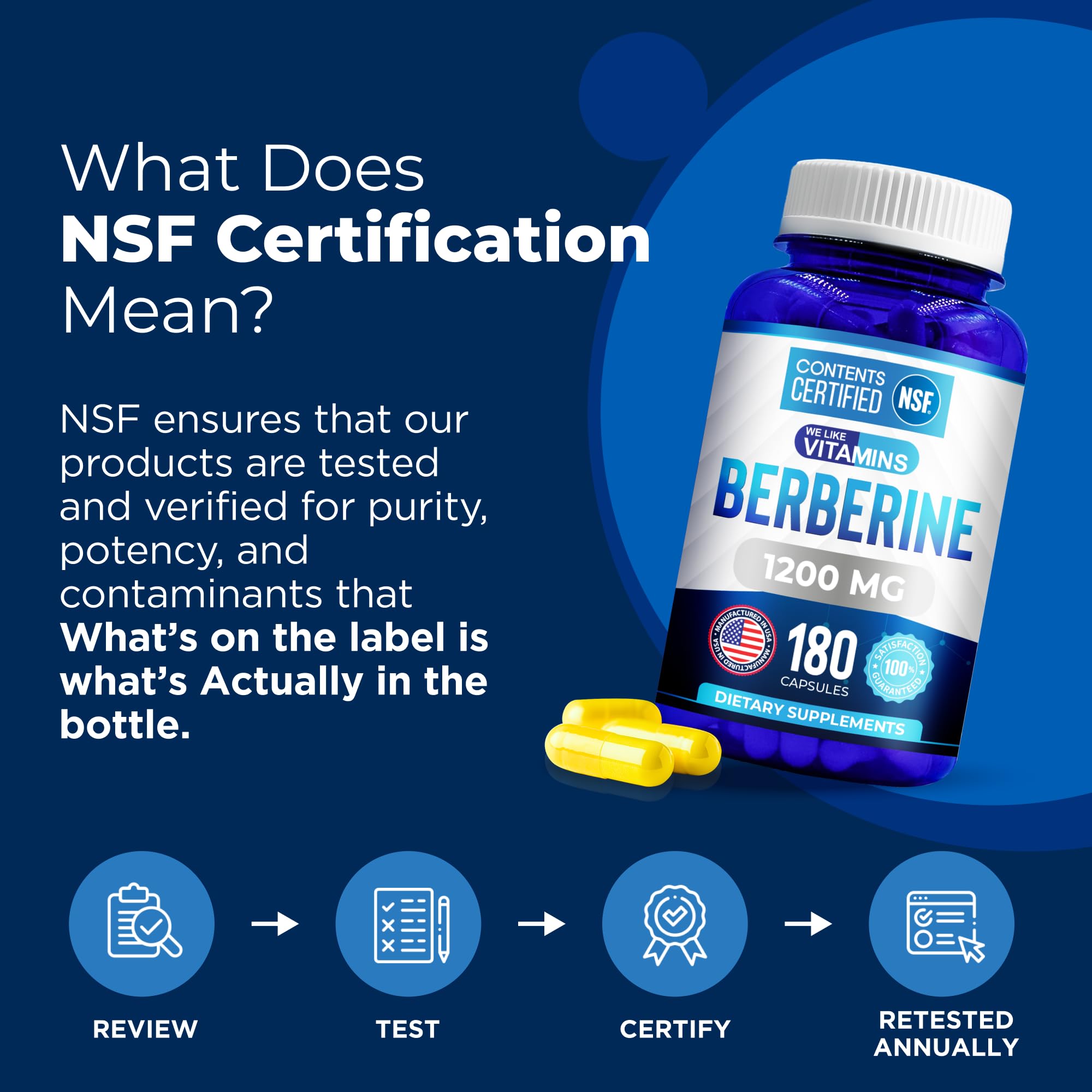 We Like Vitamins Berberine HCL capsules visible for easy daily dose