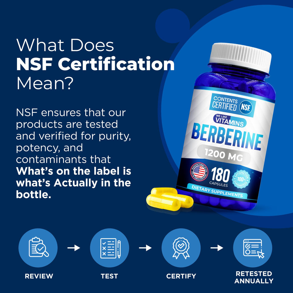 We Like Vitamins Berberine HCL capsules visible for easy daily dose