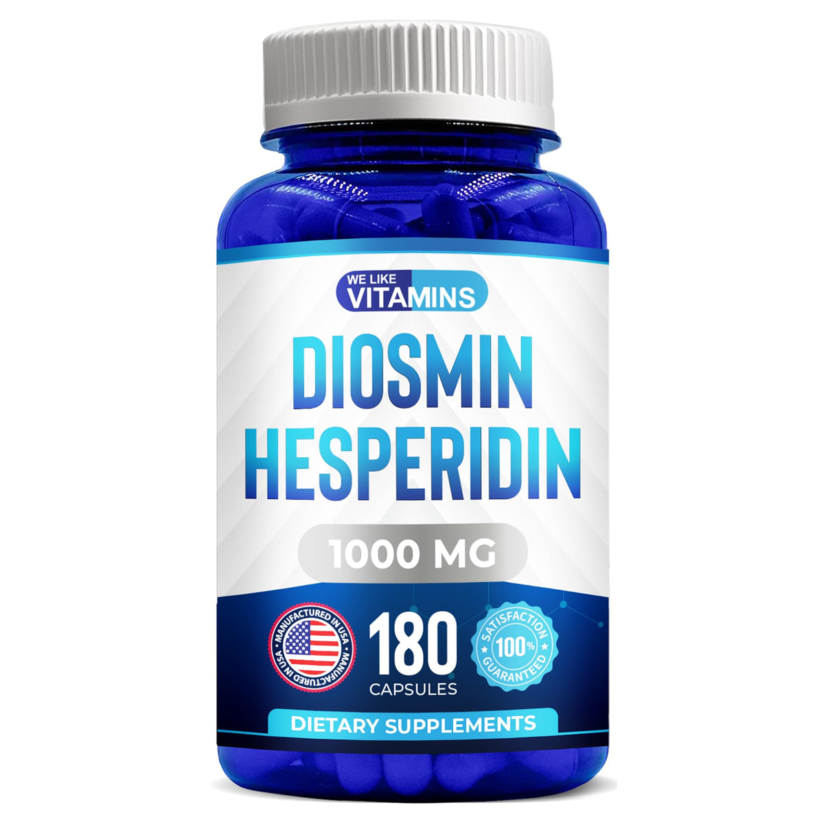 We Like Vitamins Diosmin Hesperidin 1000mg bottle shown for daily circulation support
