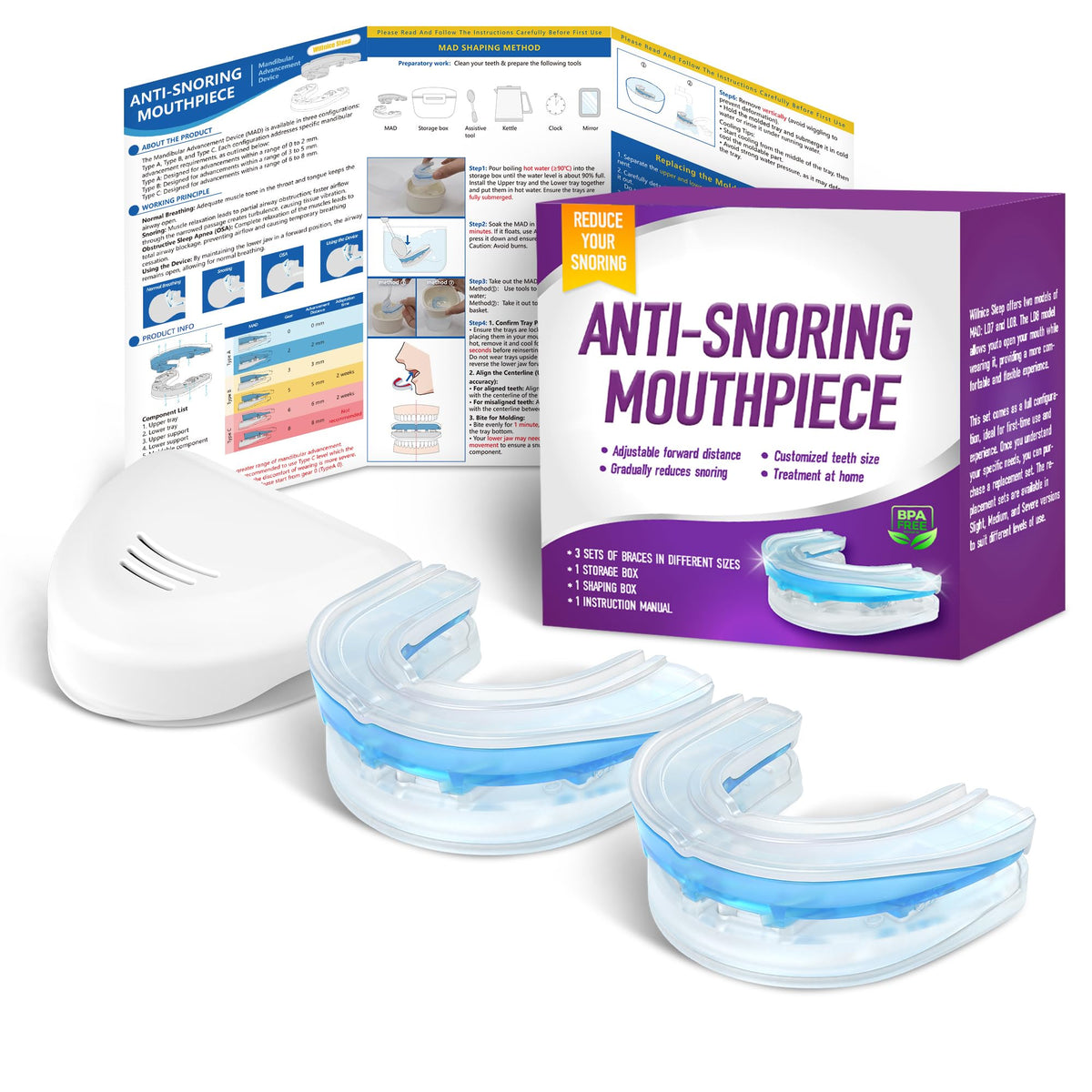 Wedoheal anti-snoring mouthpiece front view for compact nightly use