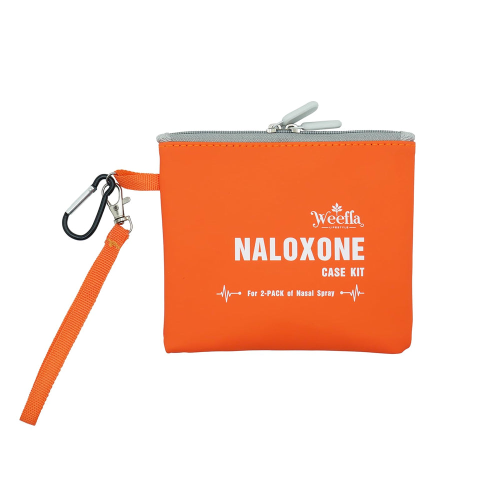 Weefla bag holds two nasal sprays for quick access on the go