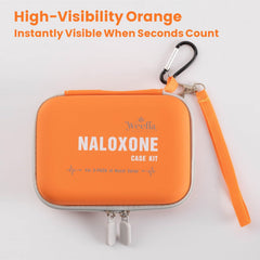 weefla naloxone carry case carabiner clip attached to backpack for outdoor use