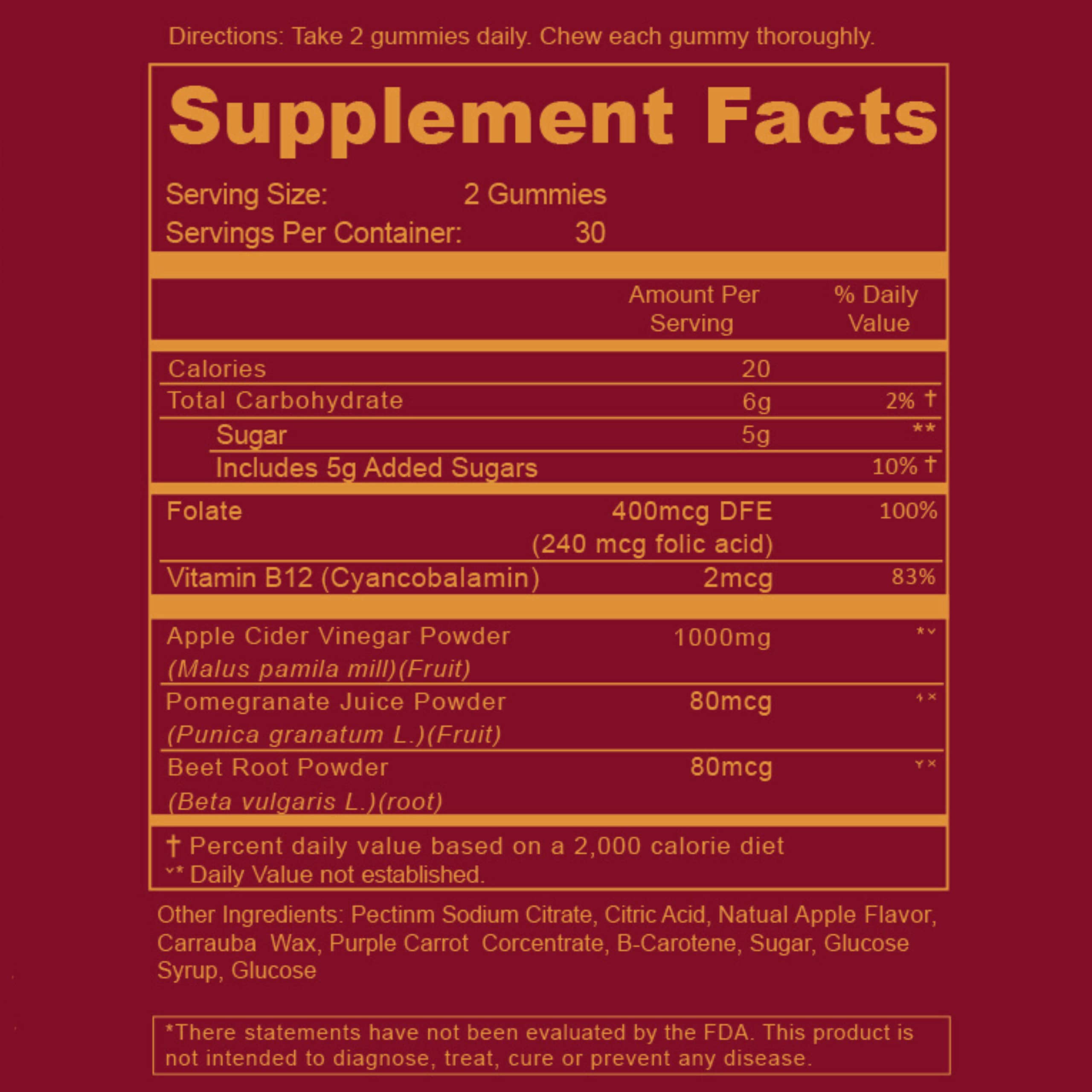 WEEM ACV gummies show beets and pomegranate for digestive support