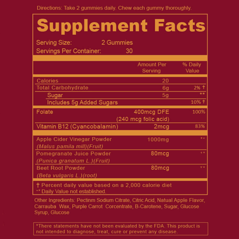 WEEM ACV gummies show beets and pomegranate for digestive support