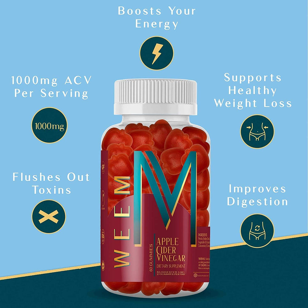 WEEM vegan ACV gummies with folic acid and B12 for energy-friendly routines