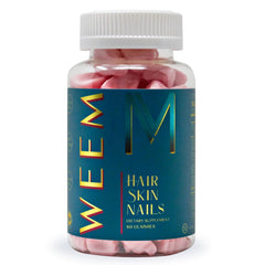 WEEM Hair Skin Nails gummies in bottle support daily beauty and healthy hair, nails, and skin