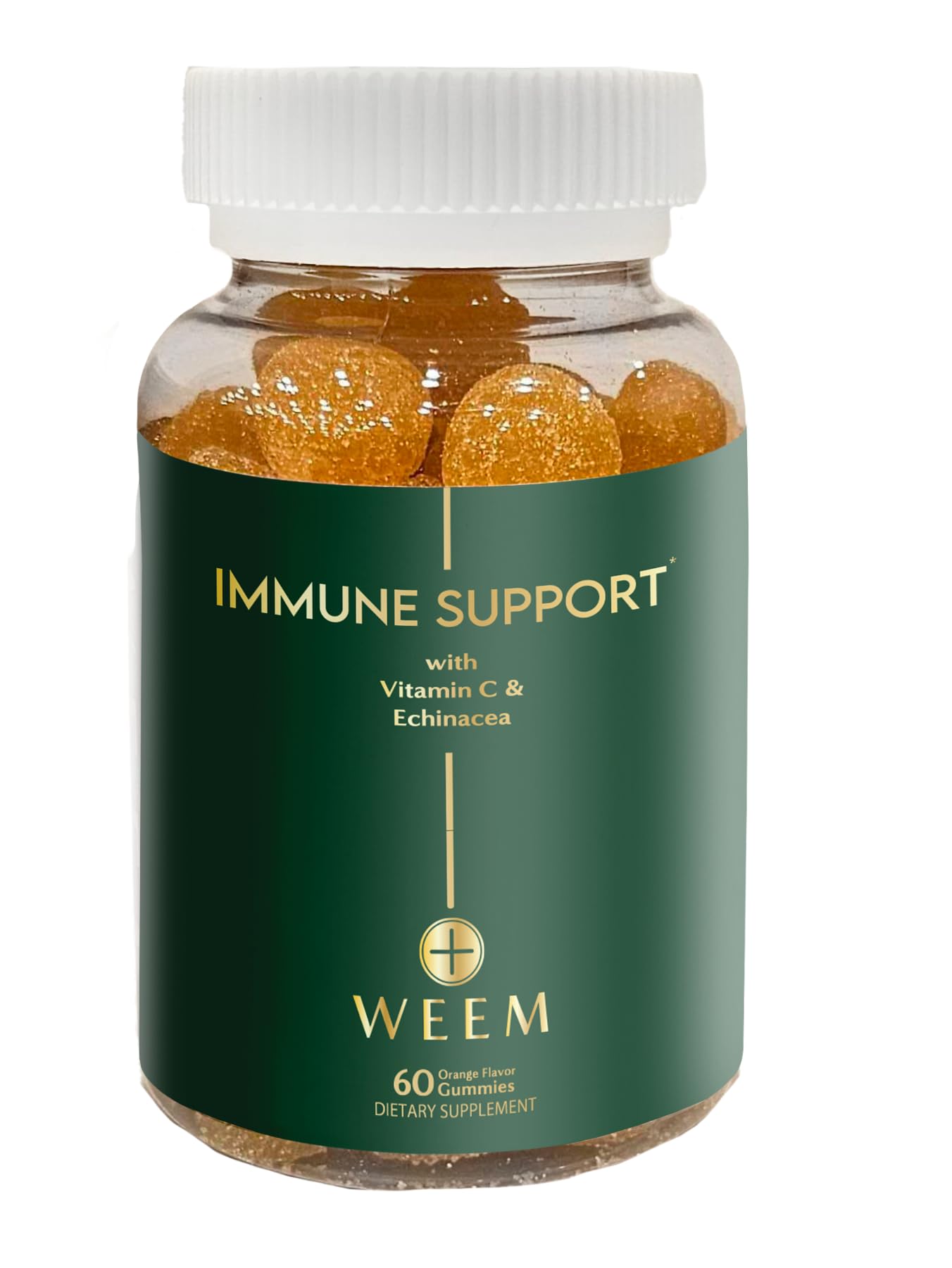 WEEM immune support gummies pack highlighting vitamin C and zinc for daily wellness.