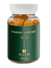 WEEM immune support gummies pack highlighting vitamin C and zinc for daily wellness.