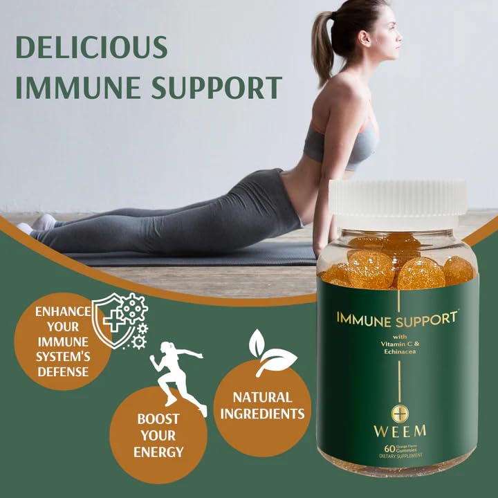 WEEM vitamin C zinc gummy bottle displayed for daily use.