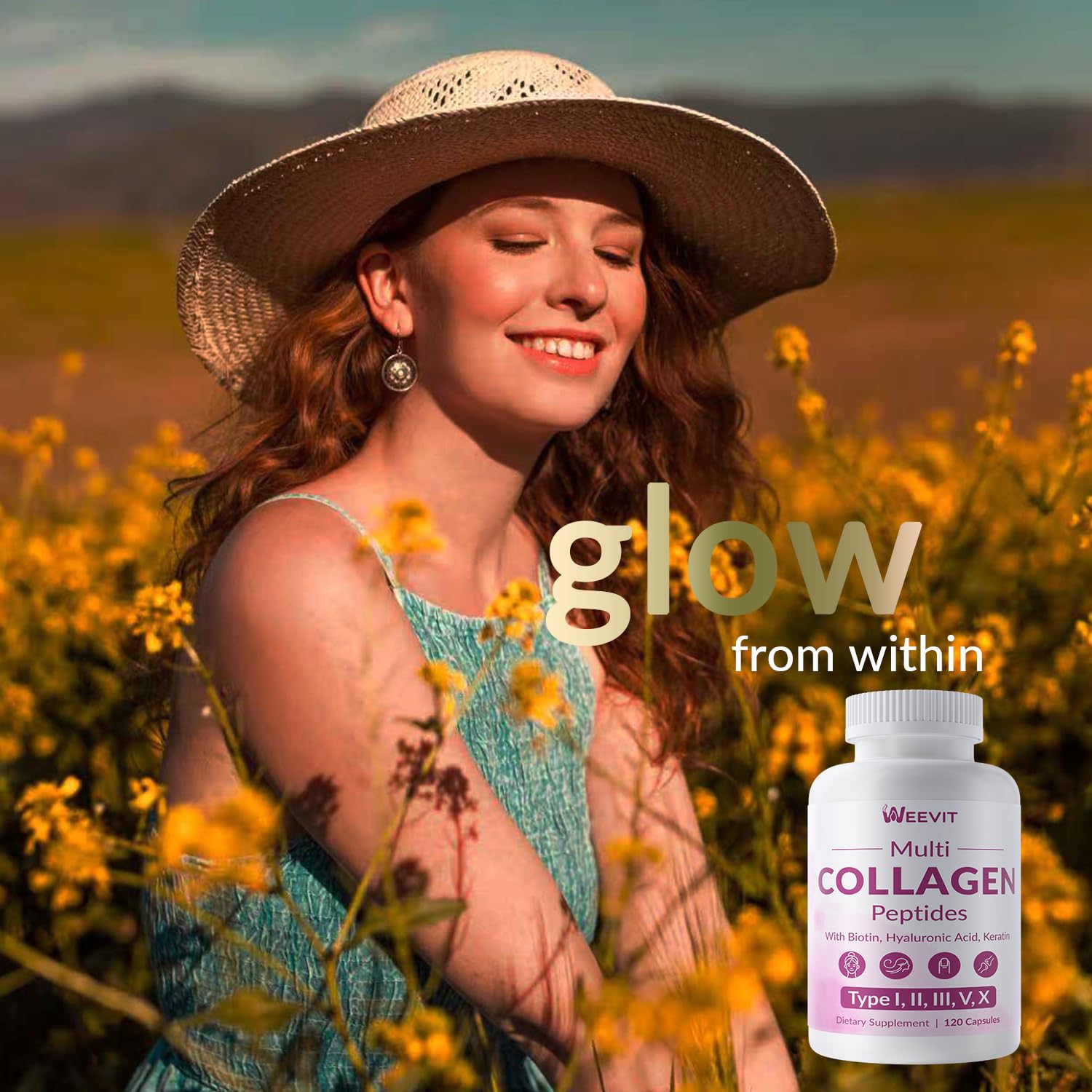 WEEVIT collagen daily-use capsules show easy three-per-day routine