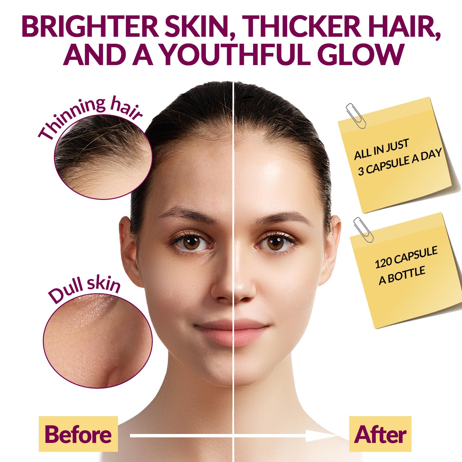 WEEVIT collagen glow image highlights radiant skin and stronger nails