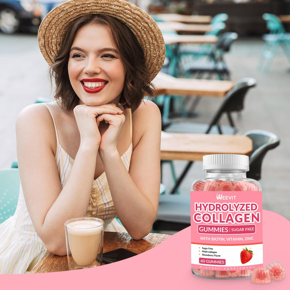 Weevit collagen gummies label with multi-type peptides.