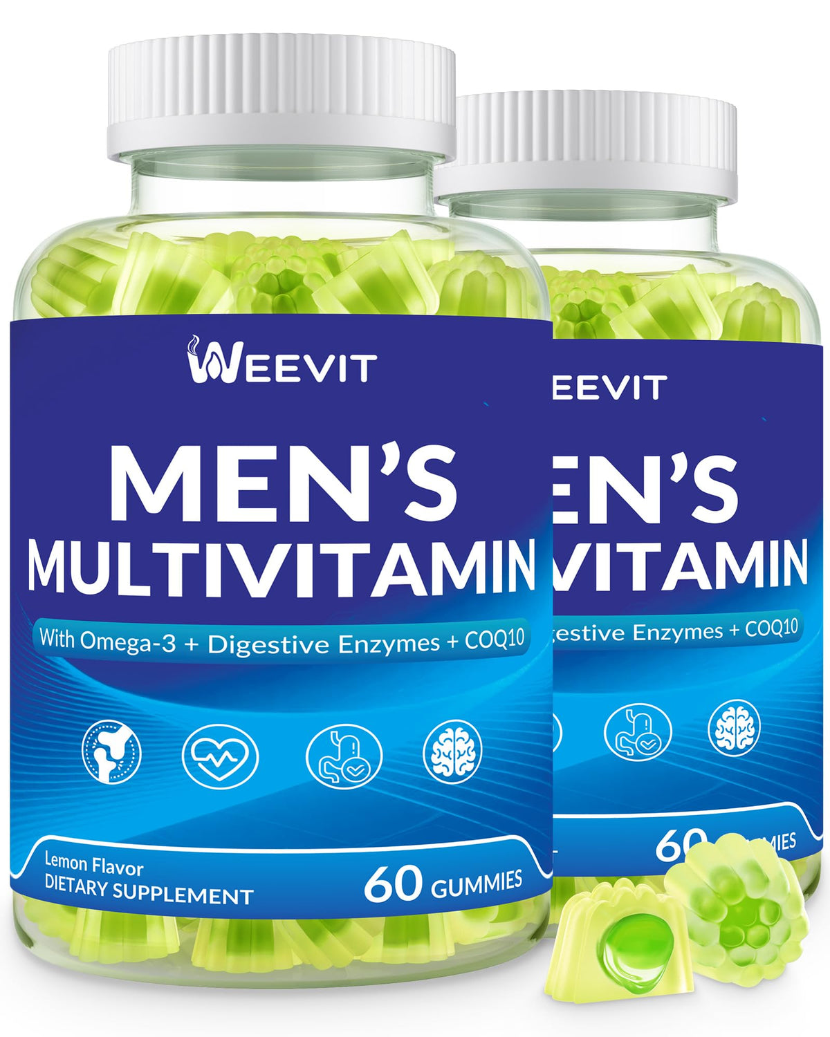 Weevit mens multivitamins gummies bottle front for daily energy and wellness.